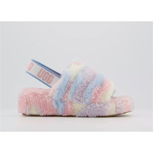 UGG Fluff Yeah Slide Cali Collage Pride Stripes Pastel Rainbow US 7 - Picture 11 of 16